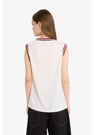 Defacto Coool Oversize Geniş Kalıp Baskılı V Yaka Forma Kumaşı Atlet F7855ax25hswt32 Beyaz