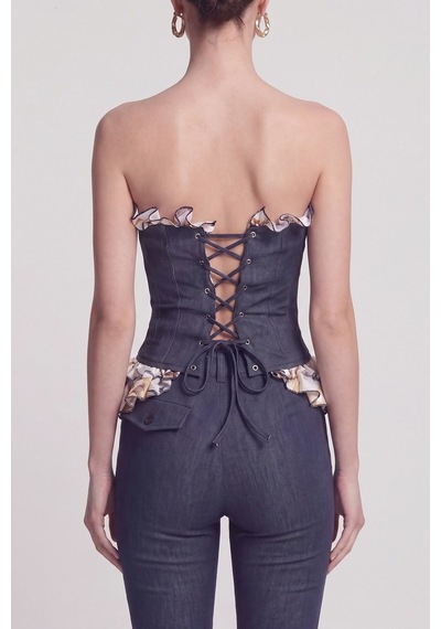 Holly Lolly Jean Görünümlü Fırfır Detaylı Korse Venus Büstiyer Lacivert Holly Lolly Jean Görünümlü Fırfır Detaylı Korse Venus Büstiyer Lacivert