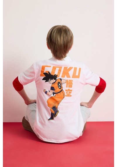 DeFacto Erkek Çocuk Dragon Ball Bisiklet Yaka Sırt Baskılı Kısa Kollu Tişört E3120A825SMWT34