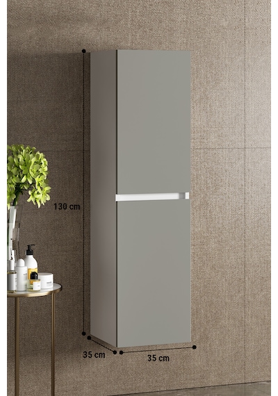 Yıldız 35 130 Cm Beyaz-inox Balon Mdf Asma Banyo Boy Dolabı