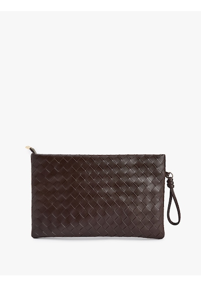Koton Örgü Desenli Fermuarlı Suni Deri Clutch Çanta Kahverengi 6sak30033aa Kahve