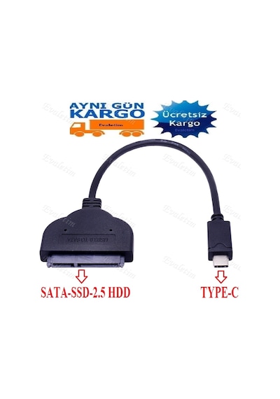 Type-C Usb 3.1 To 2.5 Inç Sata Ssd 4394P Hdd Hard Disk Kablosu Ve