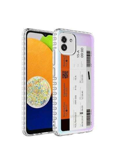 Samsung Galaxy Uyumlu A04 Kılıf Airbag Kenarlı Renkli Desenli Silikon Zore Elegans Kapak