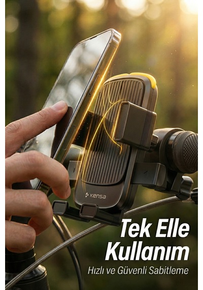 Halat Tasarımlı Ultra Güvenli 360 Ayarlanabilir Motosiklet Ve Bisiklet Telefon Tutucu Siyah