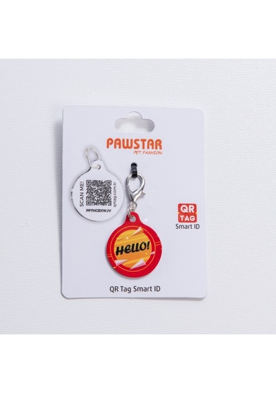Hello Desenli Qr Tag Evcil Hayvan Künyesi İsimlik Pet Tag Köpek Künyesi Kedi Künyesi Qr Kodlu Künye Kırmızı