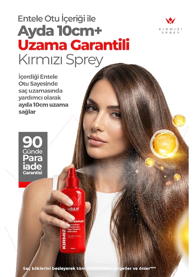 Uraw Saç Uzamasını Destekleyici ve Dökülme Karşıtı Kırmızı Sprey 2 x 125 ML
