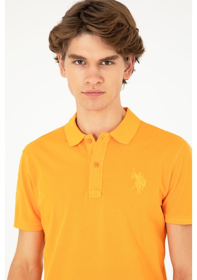 U.S. Polo Assn. Erkek Slim Fit Polo Yaka Turuncu Basic Tişört 50279591-VR051