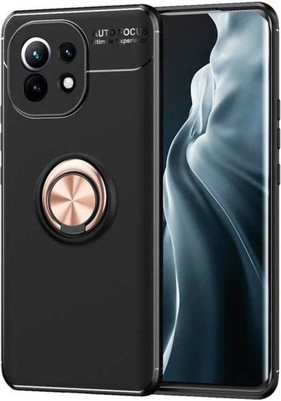 Xiaomi Mi 11 Kılıf Zore Ravel Silikon Kapak Siyah-Rose Gold