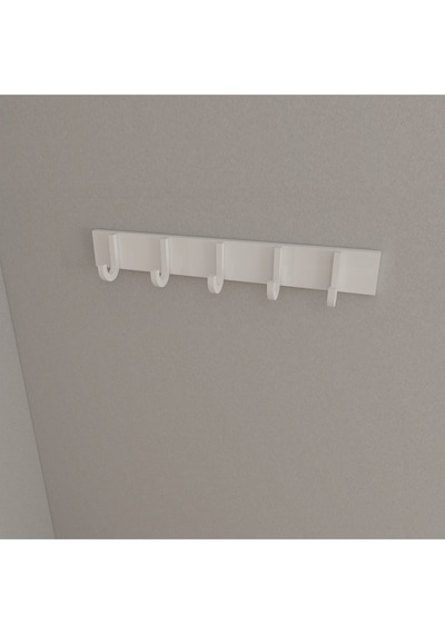 Hepsi3boyutlu Modern Duvar & Kapı Baston Askılık - 5 Adet Beyaz J Askılık - Model No : 6 Beyaz