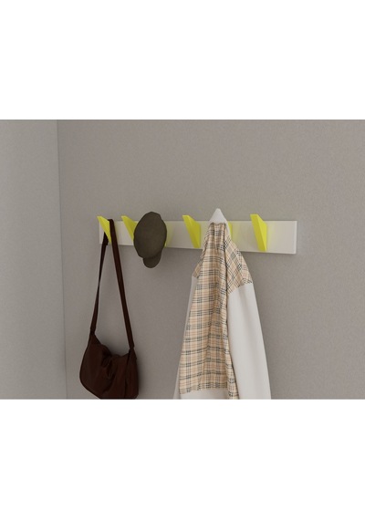 Hepsi3boyutlu Modern Duvar & Kapı Kanca Askılık - 6 Adet Sarı Kanca Askılık - Model No : 5 Sarı