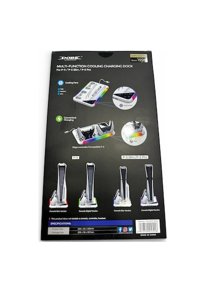 Ps5 Fat/slim/pro Uyumlu Soğutuculu Rgb Şarj Standı Dobe Tp5-3557d Beyaz