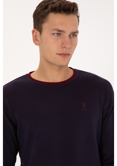 U.S. Polo Assn. Erkek Comfort Fit Yaka Detaylı Lacivert Kazak 50315022-VR033