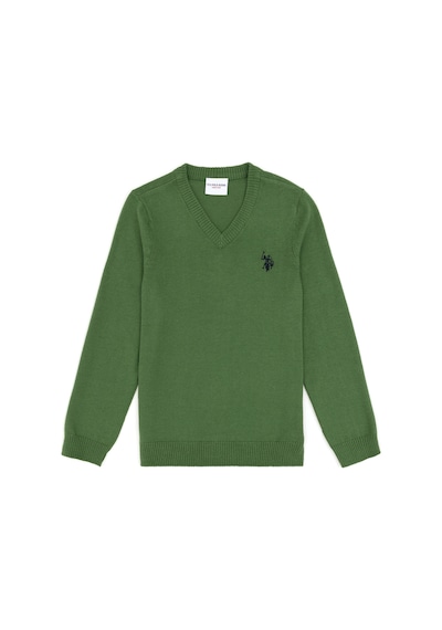 U.S. Polo Assn. Erkek Çocuk Yeşil Basic V Yaka Kazak 50294200-VR054