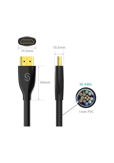 Syncwire 4K Altın Uçlu Ultra Hdtv 4K 60fps 18Gbps Hdmi Kablo 1.5mt