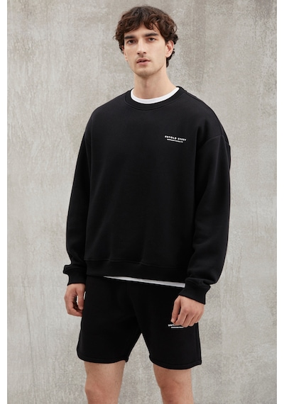 Grimelange Bryan Erkek Yumuşacık Kumaşlı 3 Iplik Oversize Bol Kesim Yuvarlak Yakalı Baskılı Siyah Sweatshirt Grimelange Bryan Erkek Yumuşacık Kumaşlı 3 Iplik Oversize Bol Kesim Yuvarlak Yakalı Baskılı Siyah Sweatshirt