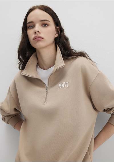 Mavi - Mavi Logo Baskılı Kahverengi Sweatshirt 1s10179-70344 Kahverengi