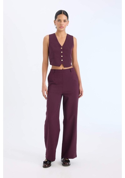 DeFacto Regular Fit V Yaka Blazer Yelek E2364AX24AUBR238 Bordo