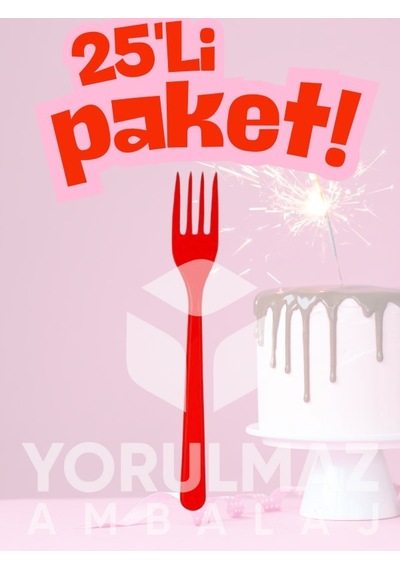 Happy Party Kırmızı Plastik Çatal 25 Li Partiler Ve Özel Günler İçin Tek Kullanımlık Açık Mavi