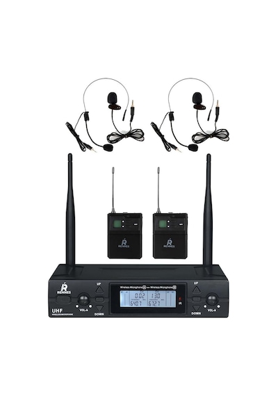 Rennes Rm-900hh Uhf 2x100 Kanal Çiftli Kablosuz Yaka Ve Headset Mikrofonu Çift Anten Lcd Ekran