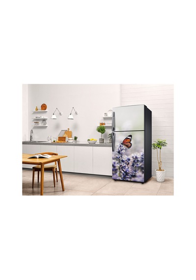Mor Kelebek Ve Çiçek Buzdolabı Kaplama Sticker Kendinden Yapışkanlı Folyo 75x200 Cm