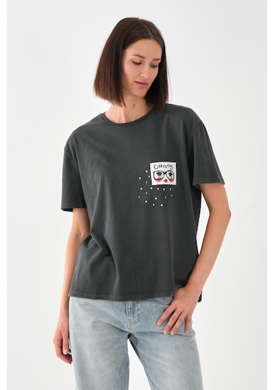 Alexandergardı Baskılı Antrasit Kadın T-shirt Antrasit