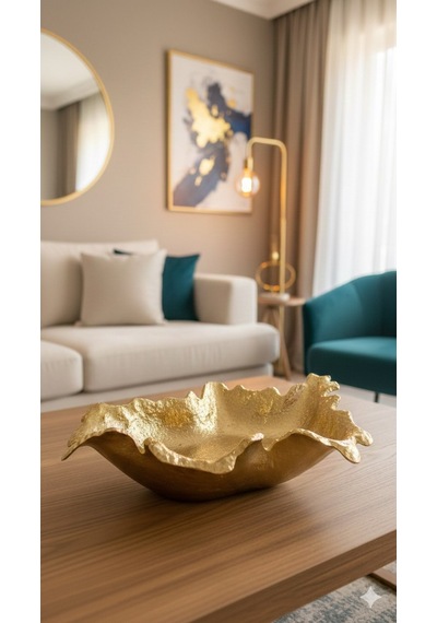 Fıny Dekoratıf Tabak Gold 28x40x10 Cm