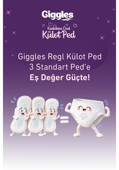 Giggles Külot Ped 52-100 Bel Ölçüsü 360 Esnek Beden Sızdırmaz Regl Gece Külodu 10 Paket 40 Adet