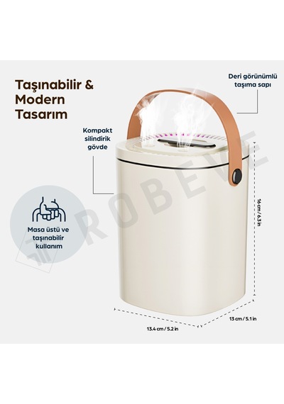 Robeve 1.8 Litre Rgb Işıklı Buhar Makinesi Hava Nemlendirici Aroma Difüzörü Çift Spreyli Ultrasonik Nem Makinesi Düşük Enerji Tüketimli Ev, Ofis, Bebek Odası Için