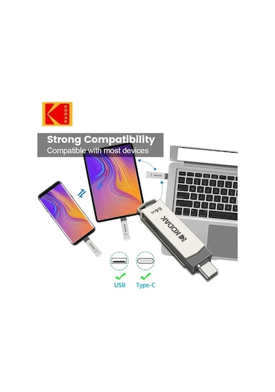 Kodak Usb3.2 Tipi C Flash Sürücü 256gb 128gb 32gb Smartphone Laptop İçin 256gb