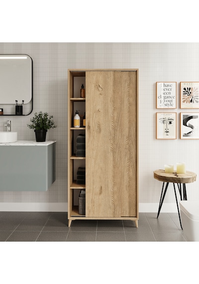 Sürgülü Çok Amaçlı Banyo Dolabı Meşe - Tamamı 1. Kalite Mdf