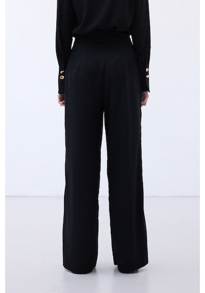 Sateen Jakarlı Pantolon - Siyah-136610 Siyah