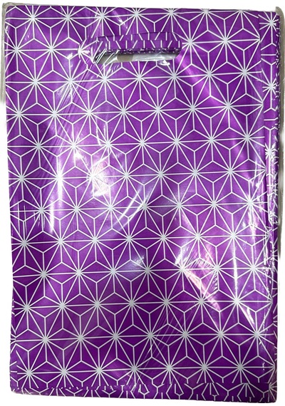 Omeyva Mor Desenli Metalize Hediye Paketi El Geçmeli Poşet - 20x30 Cm. - 100 Adet