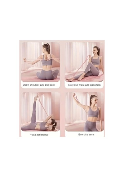 Silikon Yoga Direnç Bandı 45x3,5 Cm Egzersiz Esnetme Lastiği Sırt Bel Kol Omuz Göğüs Bacak Pilates Fitness Direnç Ba Çok Renkli