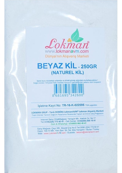 Lokmanavm Beyaz Kil 250 Gr Doğal Saf Toz Mini Maskesi Kili Paket
