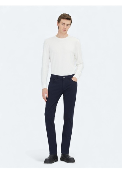 Kip Lacivert Düz Dokuma Slim Fit Casual Pamuk Karışımlı Pantolon Lacivert --