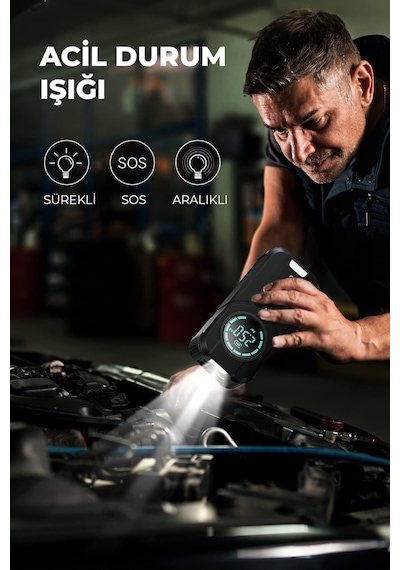 Robo Şarjlı Akü Ateşleyici 4ü Bir Arada Lastik Şişirici+powerbank+led Işık