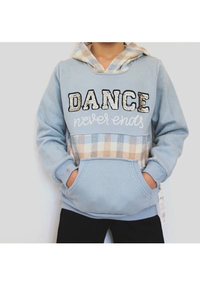 Milenawear by Milena Dance Nakışlı Cepli Kapüşonlu Kalın Kız Alt Üst Takım Mavi