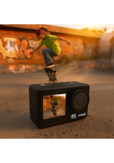 Mioji Action 12x 4k 60fps 20mp Çift Ekran Wifi 170 Aksiyon Kamerası Siyah
