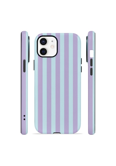 Apple iPhone Uyumlu 11 Vorian Çift Katmanlı Magsafe Kılıf Lilac Riviera Stripe