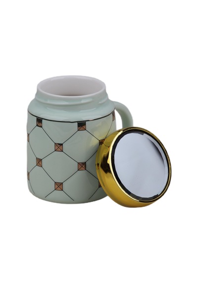 Ekose Tasarımlı Aynalı Kapaklı Sıcak Tutan Kupa Bardak Fincan Mug Mini Motivasyon Termos 450 Ml. 001