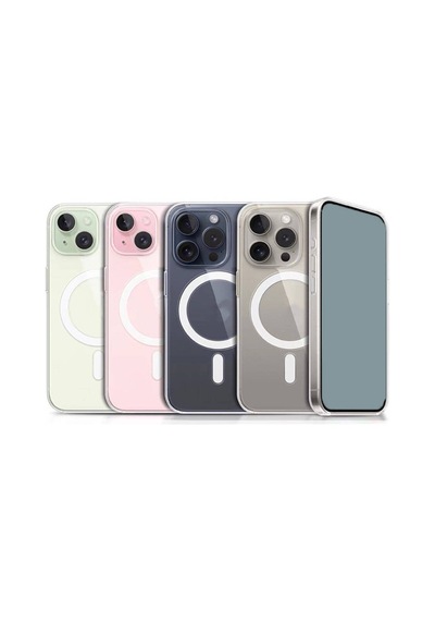 Zore İphone 15 Pro Max Uyumlu Magsafe Şarj Özellikli Şeffaf Sert Pc Nvth Embos Kılıf-renksiz