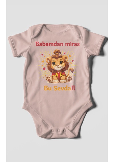 Morivokids Babadan Miras Bu Sevda Kısa Kollu Bebek Body Pastel Pembe
