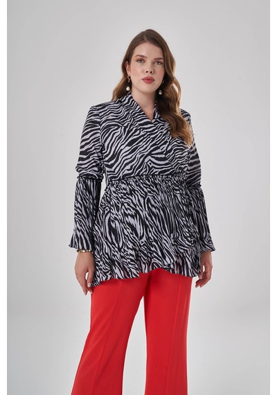 Mizalle Zebra Desenli Tunik Çok Renkli