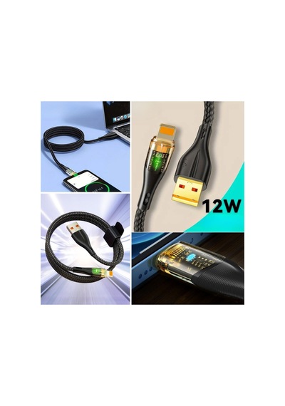 Led Işık Uçlu Sağlam İp Kablolu Usb To Lightning Hızlı Şarj Kablosu 5671 Çok Renkli