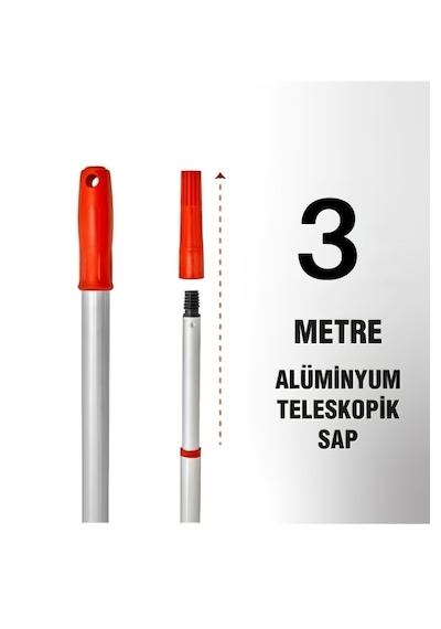 Primeaks Teleskopik Fırça Sapı 3 Metreye Kadar Uzayan Ayarlanabilir Sap