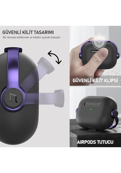 Pro Pro 2 Djpods Sert Malzemeli Kilitli Kapak Askı Aparatlı Pro Pro 2 Uyumlu Kılıf Siyah - Kırmızı Çok Renkli
