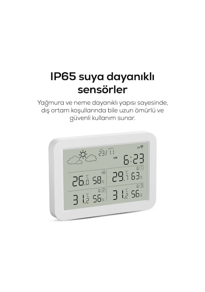 Dijital Termometre Monitörlü 4 Bölge Takipli İç-dış Mekan, Wifi, Akıllı İklim Sensörü X7510