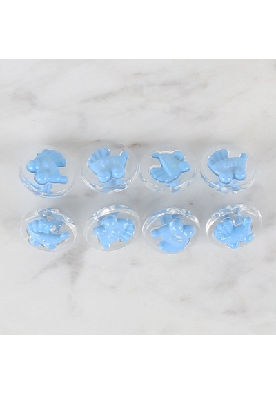Loren Crafts 8 Li Şeffaf Mavi Bebek Arabası Düğme