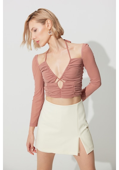 Sherin Pembe Göğüs Dekolteli Fermuarlı Büstiyer SS23CT4731PE-PEMBE Pembe