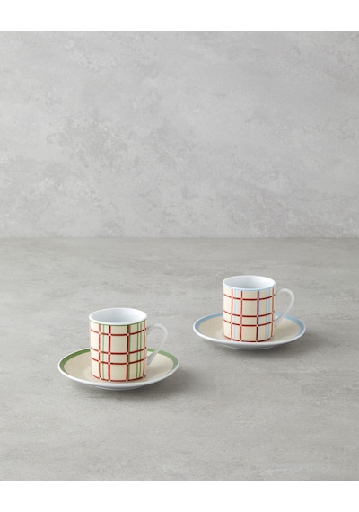 English Home Vibe Porselen 4 Parça 2 Kişilik Kahve Fincan Takımı 80 Ml Renkli Renkli